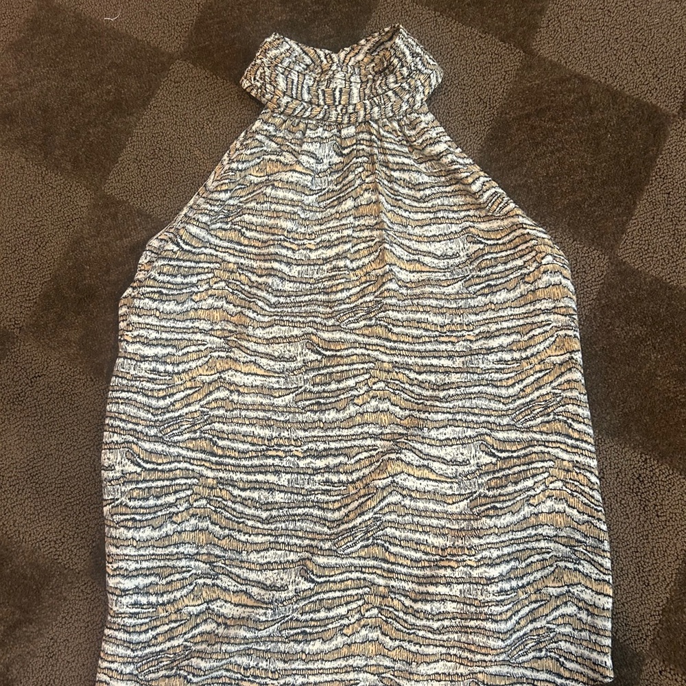 Joie Beige Black Cream Zebra-Print Halter Top
